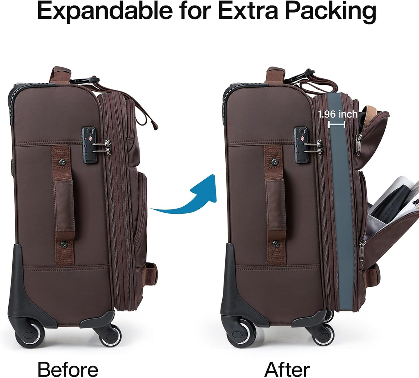 Hanke 28 Inch Softside Expandable Luggage with Spinner Wheels,Check Large Luggage Rolling Suitcase Travel Luggage with TSA Approved,Coffee