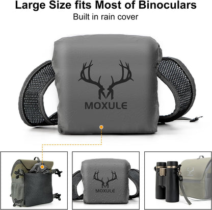 Binocular Harness Chest Pack: Bino Case with Magnetic Lid and Rain Cover for Hunting(Green)