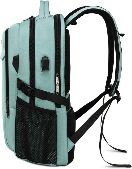 DUSLANG 17 Inch Laptop Backpack for Travel Water Resistant College Backpack for Men/Women Laptop Bag with USB Charging Port, Green A