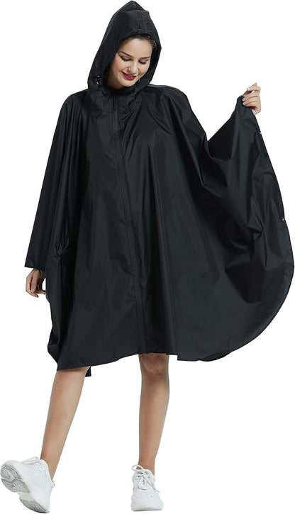 Rain Poncho Jacket Coat Hooded Zipper Style for Women/Men/Adult with Pocket