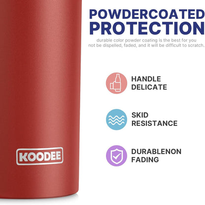 koodee Coffee Tumbler 20 oz Stainless Steel Double Wall Vacuum Insulated Skinny Tumbler with Lid and Straw, Beach Cup for Women and Girls(Canyon Red)
