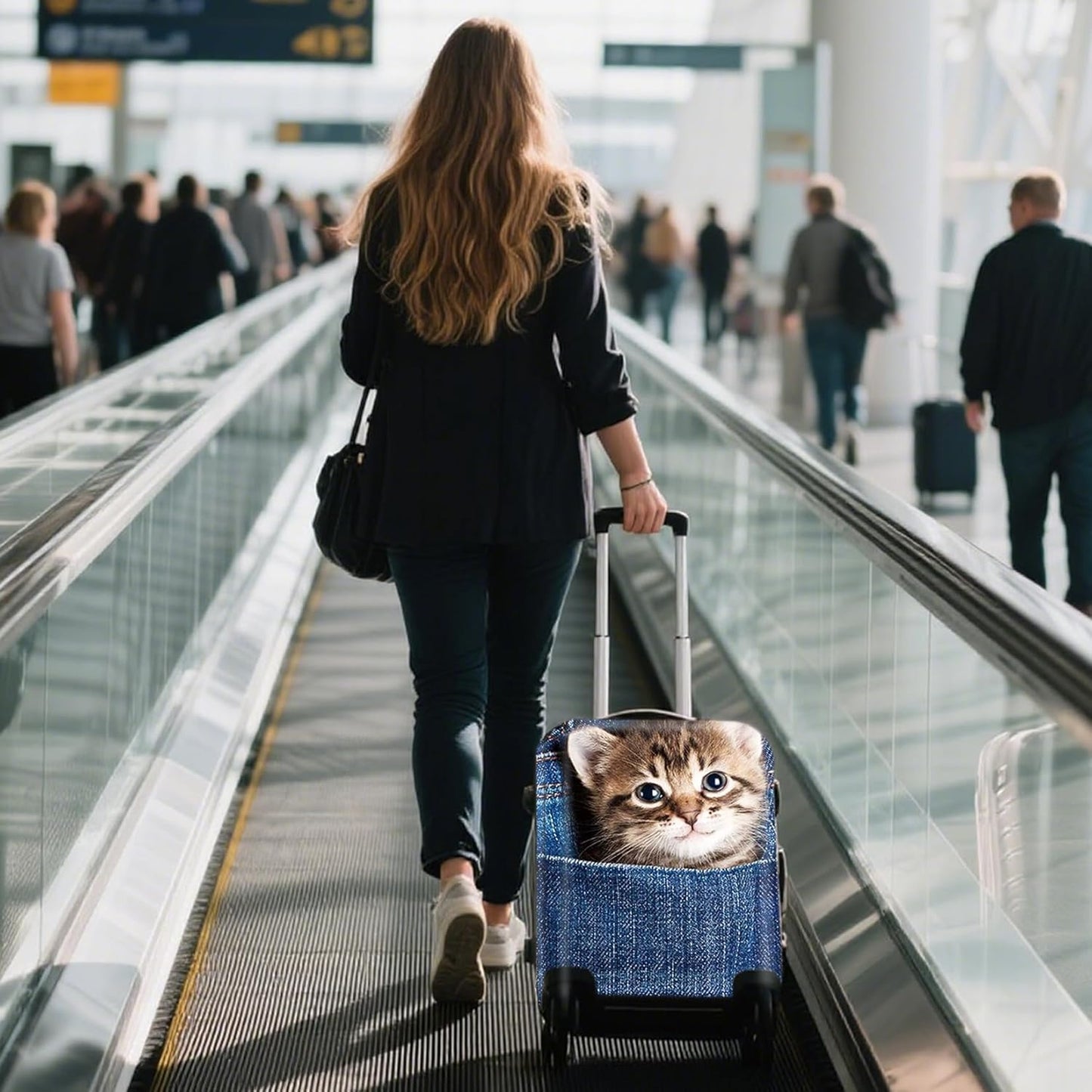 WUJIAONIAO Travel Luggage Cover Baggage Suitcase Cover Protector Skins 18-32 Inch (Cat B, L (for 25-28 inch luggage))