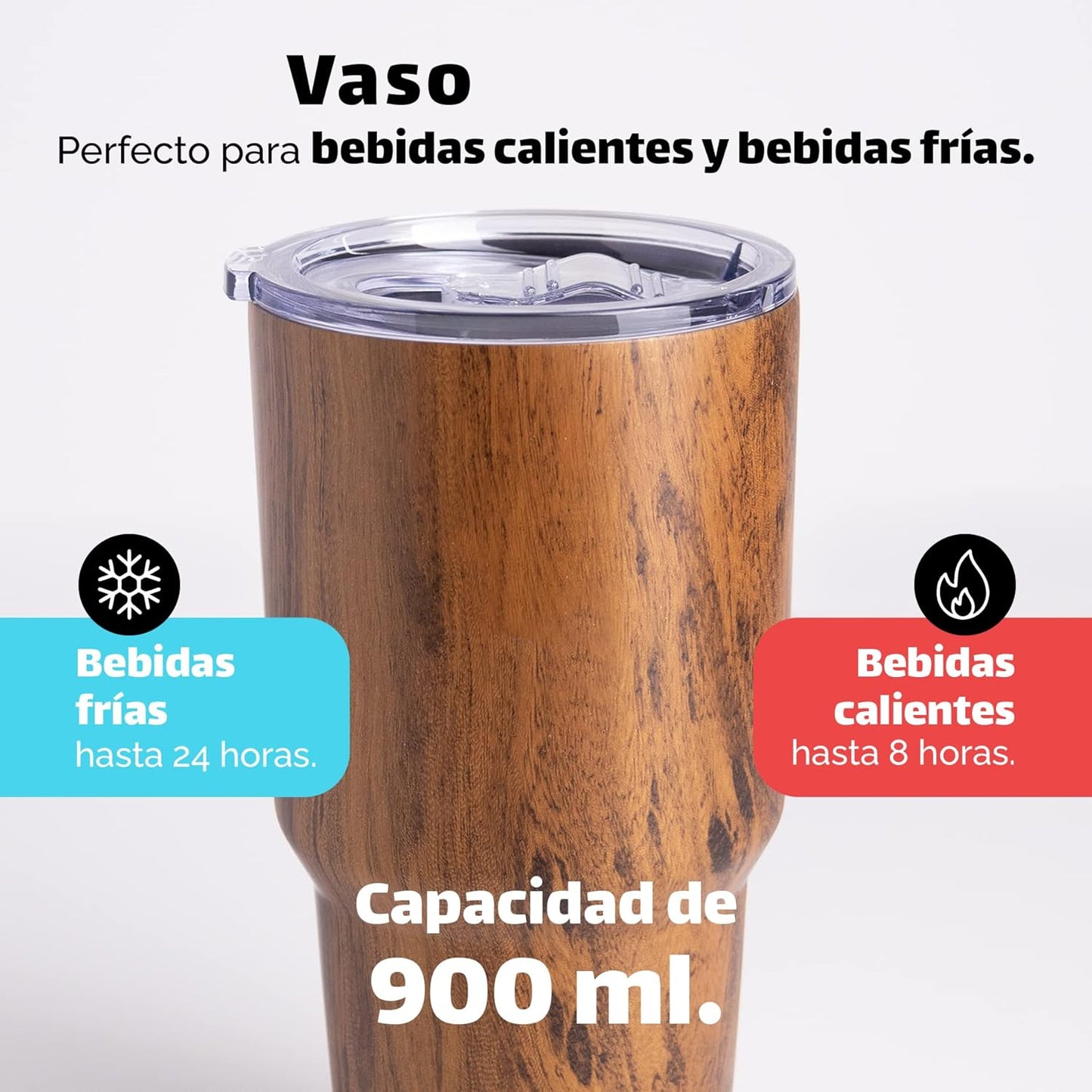 NORDAY | Tumbler with Lid - 30oz - Wood Insulated Tumbler - Stainless Steel Tumblers - Double Wall Vacuum Insulated Travel Coffee Mug for Car Cup Holder - Keeps Temperature for 24hr - Anti Spill Lid