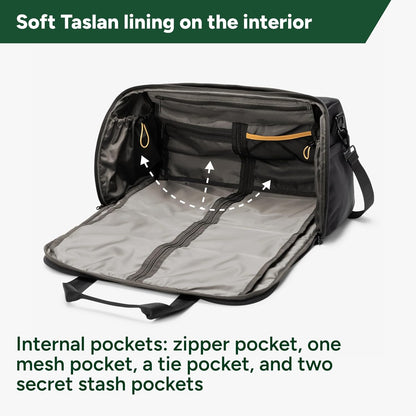 Halfday Convertible 2-in-1 Premium Garment Duffel Weekender Bag 40L | Wrinkle-Free Travel, Hanging Suit Compartment, Shoe Pockets, Trolley Sleeve. Balistic Nylon Carry-On, Jet