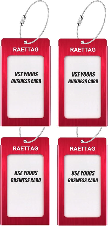 Luggage Tags Metal Suitcase Tags Travel Bag ID Identifier Luggage Tag (Red 4Pack)