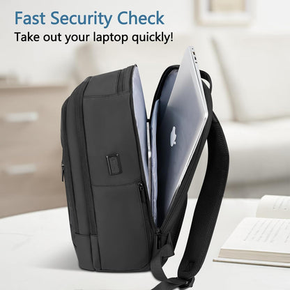 Laptop Backpack for Men Business Travel Laptop Backpack with USB Charger Lightweight Anti-Theft Water-Resistant Fits 15.6 Inch Laptop for Travel Daily Work Office College with Small Bag-Black