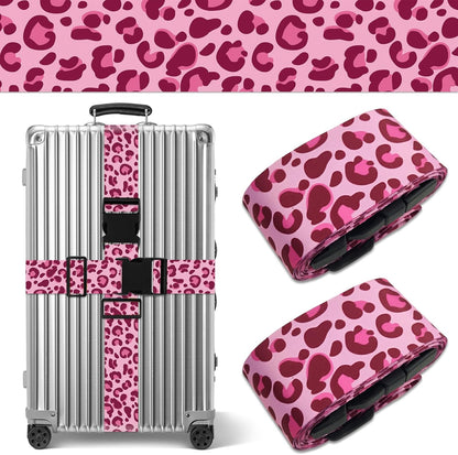 Leopard Luggage Straps for Suitcases TSA Approved, Luggage Identifiers for Suitcase, Adjustable Suitcase Strap for Baggage Security with Cute Patten, Travel Necessary Accessories (2Pack)