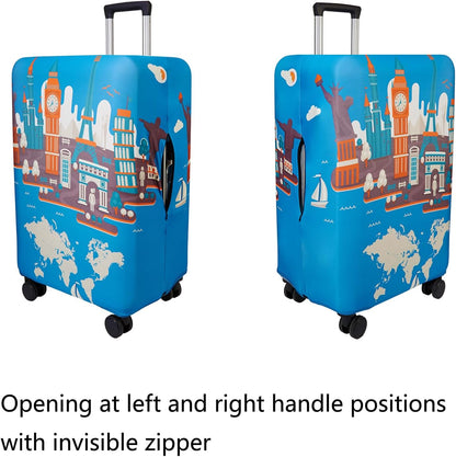 WUJIAONIAO Travel Luggage Cover Baggage Suitcase Cover Protector Skins 18-32 Inch (Eiffel Tower, S (for 18-20 inch luggage))