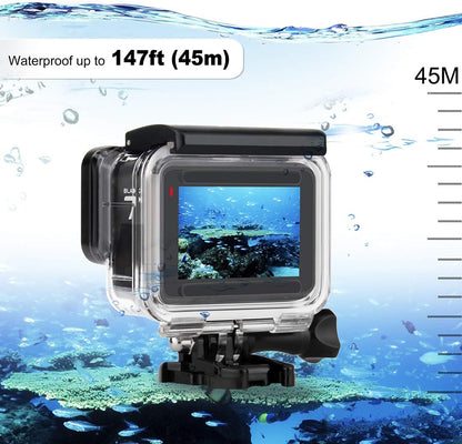 Waterproof Case for GoPro Hero 2018/7/6/5 Black - 45M Underwater Protective Dive Housing Shell for Go Pro Hero7 Hero6 Hero5 Camera with Tripod Bracket Accessories