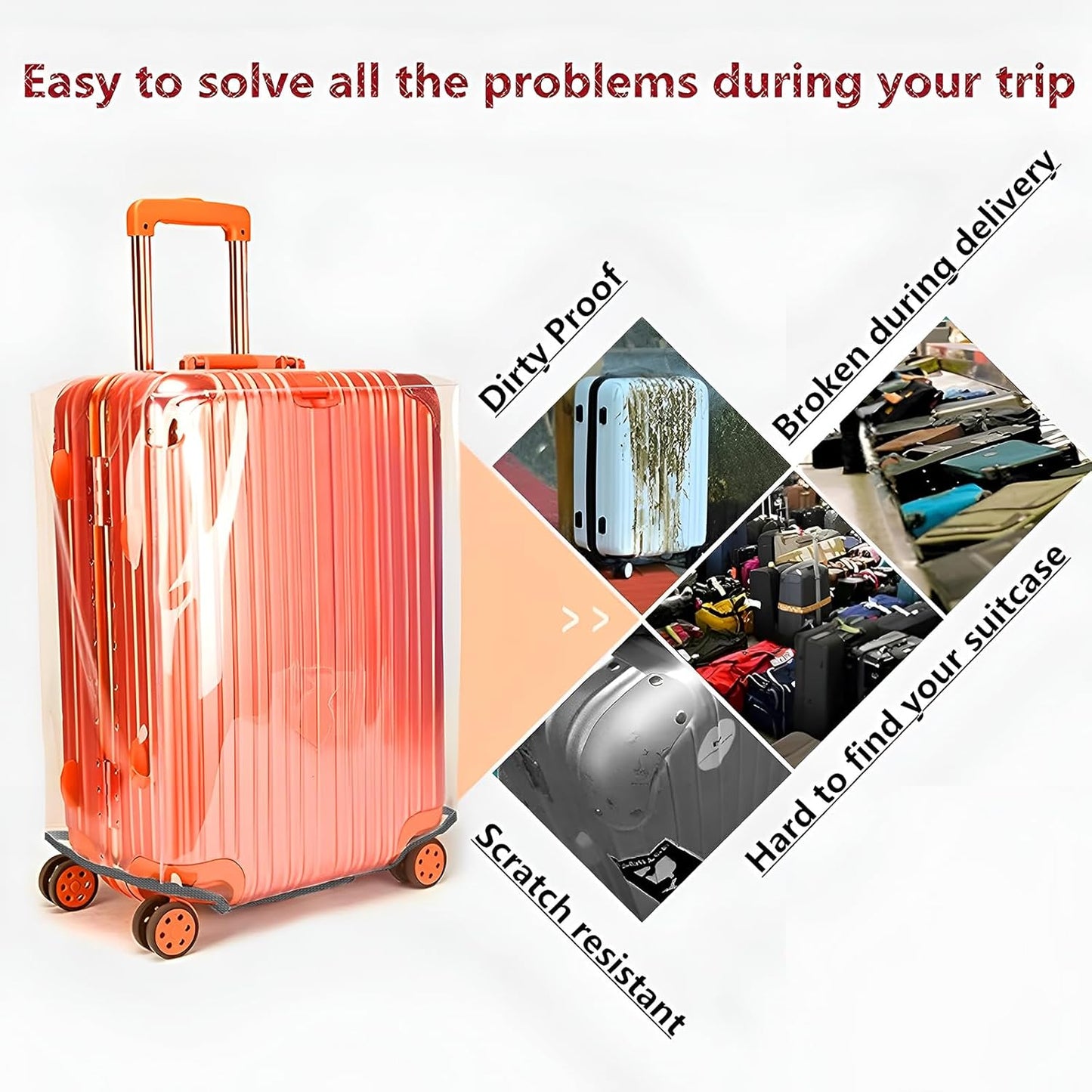 3 PCS Luggage Covers for Suitcase TSA Approved,20/24/28 Inch Full Clear Luggage Protector 3mm Thickness Suitcase Protector Cover TAS Approved Suitable for Long Travel Accessories