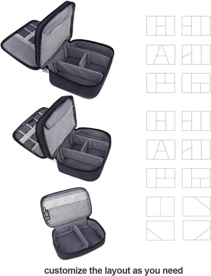 BUBM 3pcs Double Layer Electronic Organizer, Travel Gadgets Bag for Cables, External Flash Drive, Mouse, Memory Card, Power Bank and More, Compact and Multi-purpose, Black