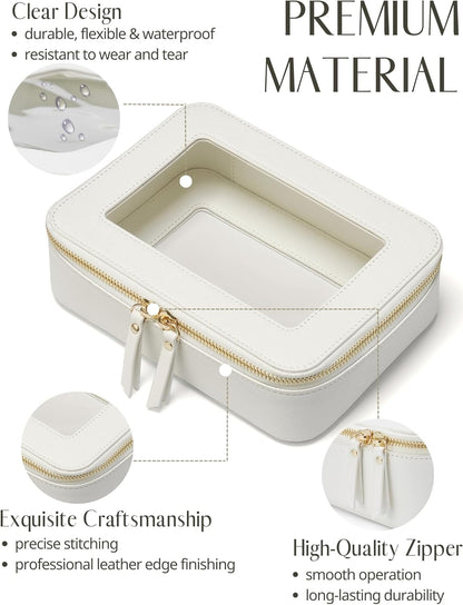 Popvibe Clear Makeup Bag Travel Cosmetic Case Transparent Toiletry Bag with Zipper, Portable Make Up Organizer Traveling Compact Car Bag for Essentials