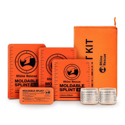 RHINO RESCUE First Aid Splint 36" X 4.3" Orange-Gray, Keep Bones in Position (4, Splint Bundle)