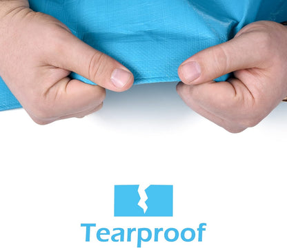 Tarps Heavy Duty Waterproof 8x10-12 mil Thick Camping Tent - Blue Tarp 8x10 UV Resistant, Rip & Tear Proof with Metal Grommets – Multipurpose Use for Camping, Tent, Boat, RV, Car, & Pool Cover