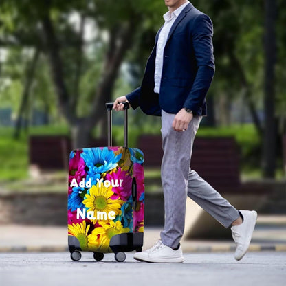 Customized Luggage Cover for Suitcase Personalized Name Suitcase Cover Fit 30-32 Inch Flower Luggage Covers Zip Closure Suitcase Cover Protector for Travel Business Anti-Scratch Baggage Cover