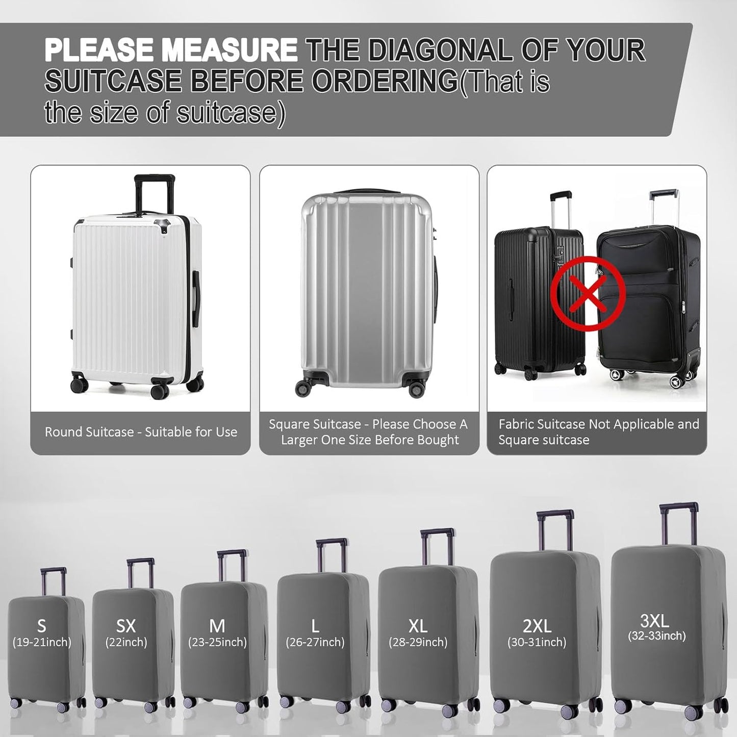 Travel Luggage Cover Suitcase Protector Scratch-Resistant Fit 19-31 Inch Suitcase, Not Included Suitcase (Slate Gray, SX(22-23 inch))