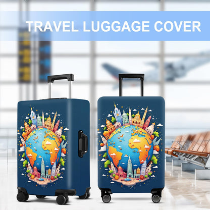Luggage Cover Washable Suitcase Protector Anti-Scratch,Stretchable Fit for 20-34Inch Luggage Durable Travel Bag Cover with Zipper Closure (Earth, L(fits 28-30Inch suitcase))