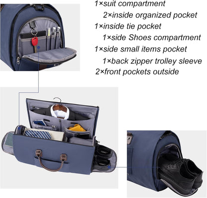 Modoker Garment Convertible Weekender Bag,Carry on Canvas Garment Duffle Bag Heavy Duty Overnight Bags for Men Women