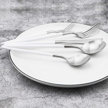 Gugrida 5-Piece Matte Silver Stainless Steel Satin Finish Flatware Set - Dishwasher Safe, Perfect for Camping, Office Lunch or Home Use