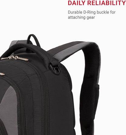 SwissGear 1186 Bungee Backpack, Black/Grey, 17-Inch