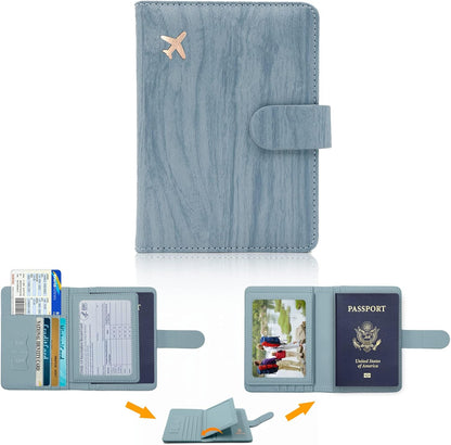 Melsbrinna Rfid Passport Holder for Travel women/Men, Cute Passport Wallet Rfid Blocking Card Slots, Rfid Passport Cover/CaseTravel Wallet, Passport Book Holder (1, Blue1)