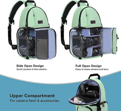 MOSISO Camera Sling Bag, DSLR/SLR/Mirrorless Camera Backpack Case Shockproof Photography Backpack with Tripod Holder & Removable Modular Inserts Compatible with Canon/Nikon/Sony/Fuji
