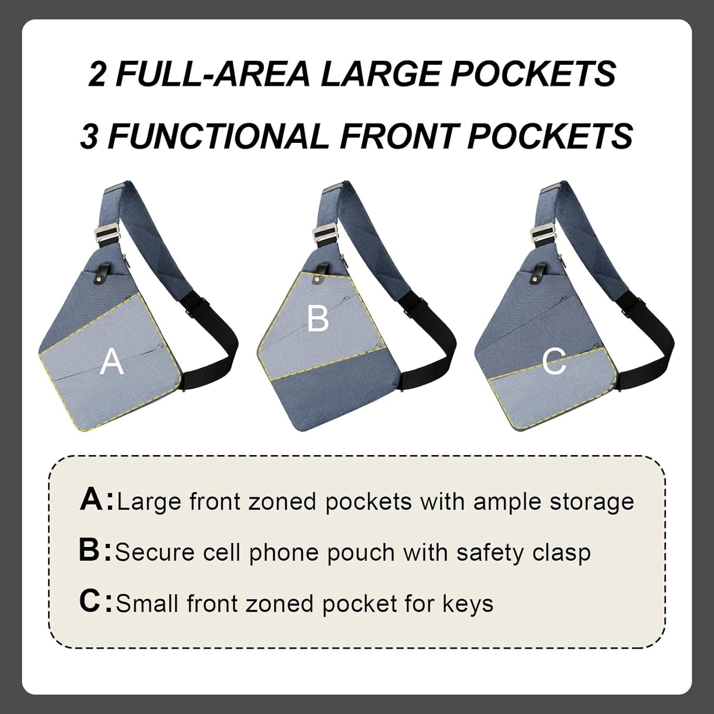 Anti Theft Crossbody Travel Bags for Women Men Cross Body Slim Sling Handbags with S Hook Antitheft