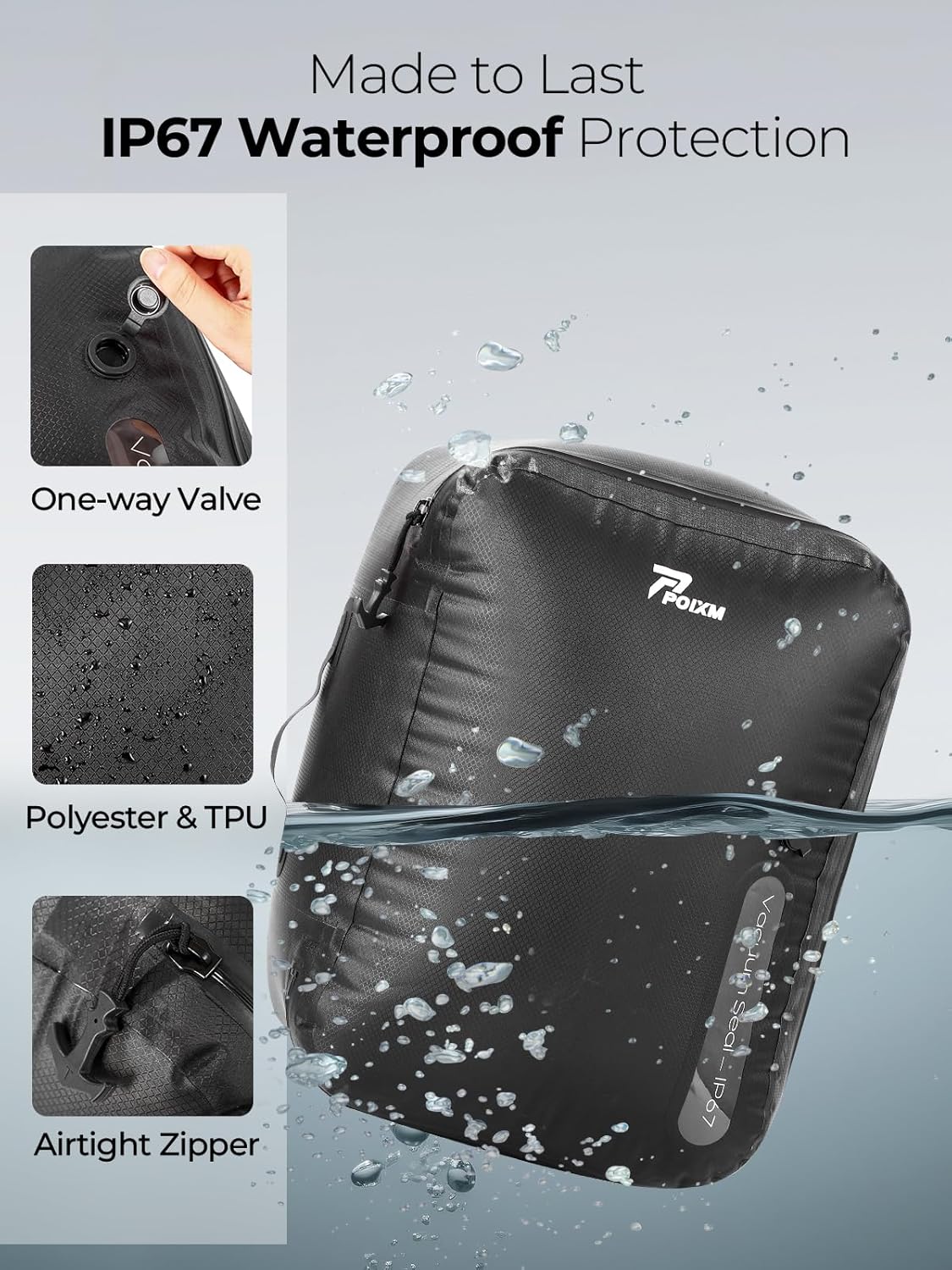 Vacuum Bags for Travel with Wireless Pump, 180° Open Zipper, IP67 Waterproof, Reusable Space Saver Compression Bags for Backpack, Suitcase, Home Storage(1 Pack + Pump)