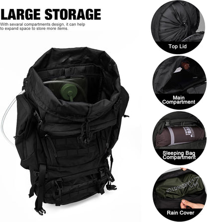 Mardingtop 60L Military Internal Frame Backpack for Hiking,Camping,Hunting,Rucksack Backpack with Rain Cover
