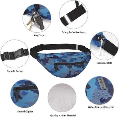 MAXTOP Large Crossbody Fanny Pack with 4-Zipper Pockets,Gifts for Enjoy Sports Festival Workout Traveling Running Casual Hands-Free Wallets Waist Pack Phone Bag Carrying All Phones