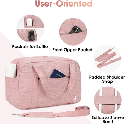 Narwey 18" Carry on Bag with Laptop Compartment 14 Inch Travel Duffel Bag for Spirit Airlines Personal Item Bag Overnight Weekender Bag with Wet Pocket for Women and Men (Pink)