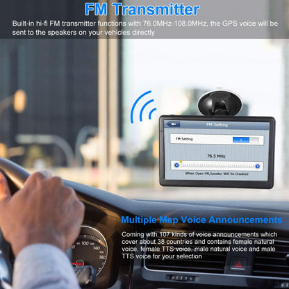 GPS Navigation for Car, Latest 2025 Map,7 inch Touch Screen Real Voice Spoken Turn-by-Turn Direction Reminding Navigation System for Cars, Vehicle GPS Satellite Navigator with(Free Lifetime Updates)