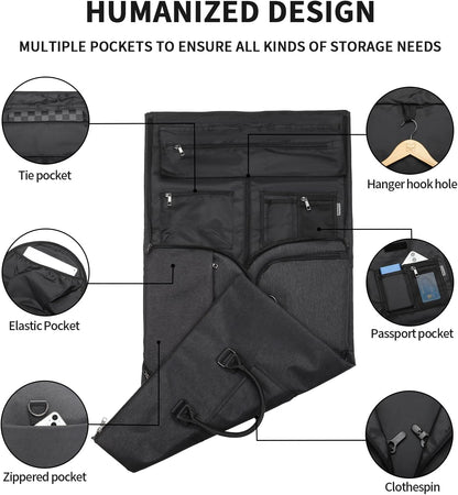 seyfocnia Convertible Travel Garment Bag,Carry on Garment Duffel Bag for Men Women - 2 in 1 Hanging Suitcase Suit Business Travel Bag