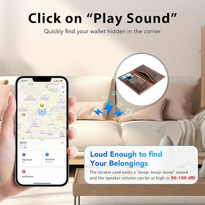 CASCHO Smartcard - Wallet Tracker Card, Compatible with Apple Find My App, Waterproof and Splash-Proof, Keys Finder and Item Locator for Passport, Bags, Laptop, Black 2 Pack