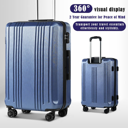Coolife Luggage Suitcase PC+ABS with TSA Lock Spinner Carry on Hardshell Lightweight 20in 24in 28in(ice blue, M(24IN))