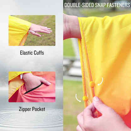 SaphiRose Rain Poncho Jacket Coat Hooded for Adults with Pockets
