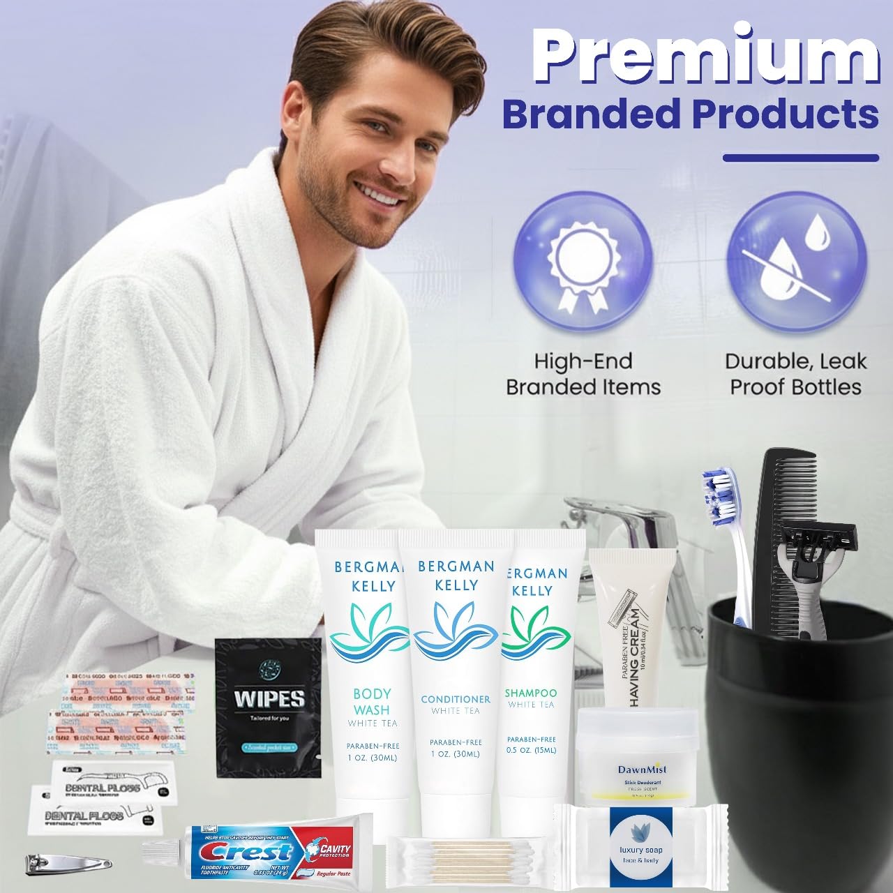 Trektote Bulk Hygiene Kit For Men And Women – (5 Pack) 20 Piece Set Of Travel Size Toiletries, TSA Compliant, Bulk Travel Essentials, Includes Shampoo And Conditioner, Body Wash, Toiletry Bag & More