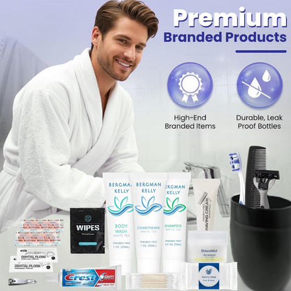 Trektote Bulk Hygiene Kit For Men And Women – (25 Pack) 20 Piece Set Of Travel Size Toiletries, TSA Compliant, Bulk Travel Essentials, Includes Shampoo And Conditioner, Body Wash, Toiletry Bag & More