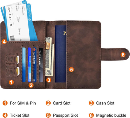 Eoehro Passport Holder for Travel Essentials, Passport Wallet Cover Case for Travel Must Haves Accessories,Passport Book Holders for Women and Men(coffee)