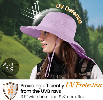 ZOORON Sun Hat for Men Women Fishing Hat with Neck Flap Wide Brim Bucket Hat UV Protection for Beach Camping Hiking