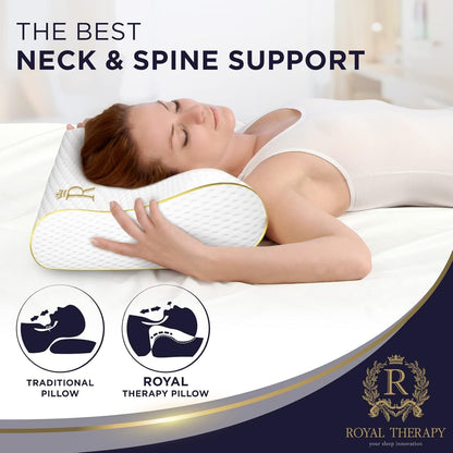 King Memory Foam Pillows 2-Pack – Ergonomic Cervical Pillow for Neck and Shoulder Pain – Medium Firm Contour Pillow for Side, Back, and Stomach Sleepers – CertiPUR-US Certified