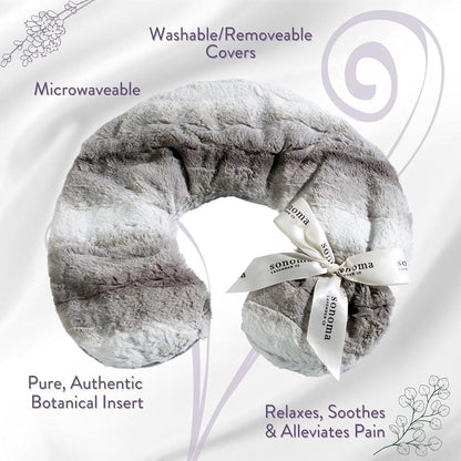 Sonoma Lavender Luxury Lavender Heatable/Chillable Neck Pillow, Microwaveable for Neck and Shoulders with Removable Washable Covers, Great for Relaxation and Pain Relief (Angora Platinum)