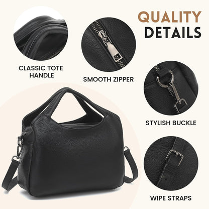 KOGTLA Genuine Leather Purses for Women, Crossbody Shoulder Bags with Top-Handle, Tote Satchel Handbags