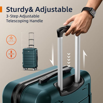 SHOWKOO Luggage Sets Expandable Suitcase Double Wheels TSA Lock (ArmyGreen)