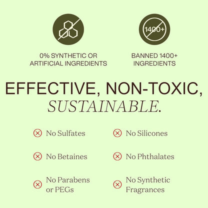 Non Toxic Vegan Shampoo with Organic Ingredients, Apple Cider Vinegar & Tea Tree Oil - Sulfate Free, Color Safe, Paraben Free, Gluten Free, Cruelty Free, pH Balanced (2-Pack)