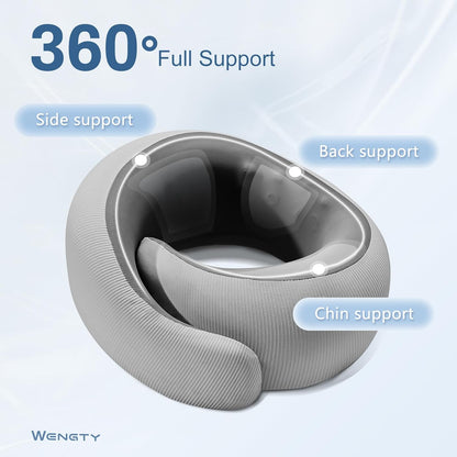 Neck Pillow for Traveling,Travel Neck Pillow for Airplanes,Portable,Smooth & Cooling Fabric,100% Pure Memory Foam,Neck Pain Relief with Breathable 360º Ergonomic Support for Long Flight(Gray)