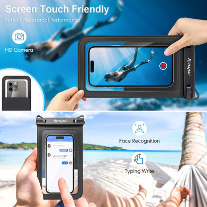 Double Space Waterproof Phone Pouch, 2 Pack Waterproof Phone Case with Lanyard for iPhone 15 Pro Max Galaxy S23 Pixel 7a up to 8.5’’, Cellphone Dry Bag for Beach Vacation