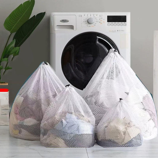 4Pcs Mesh Laundry Bags Washing Machine Mesh Wash Bags for Clothes,Underwear,Lingerie, Bed Linen with Drawstring Closure Sturdy(4 Size)