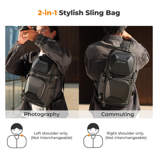 K&F Concept Camera Sling Bag Crossbody Bag Hardshell Camera Shoulder Backpack DSLR/SLR/Mirrorless Camera Case Photography Bags for Photographer