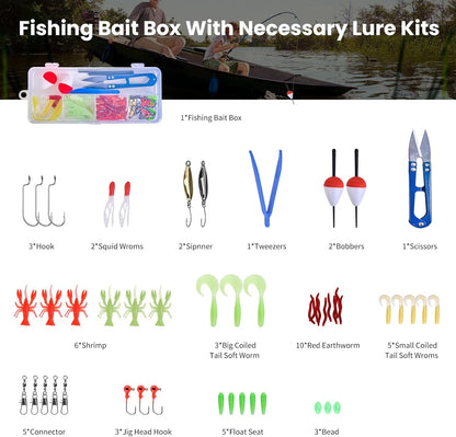 LEOFISHING 2 Set Kids Fishing Pole Set with Full Starter Kits Portable Telescopic Fishing Rod and Reel Cambos with All The Necessary Fishing Kits for Boys Girls and Youth
